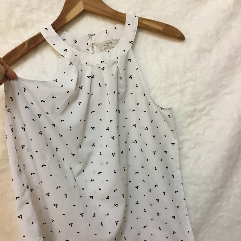 Loft White With Black Patterned Halter Top - image 4